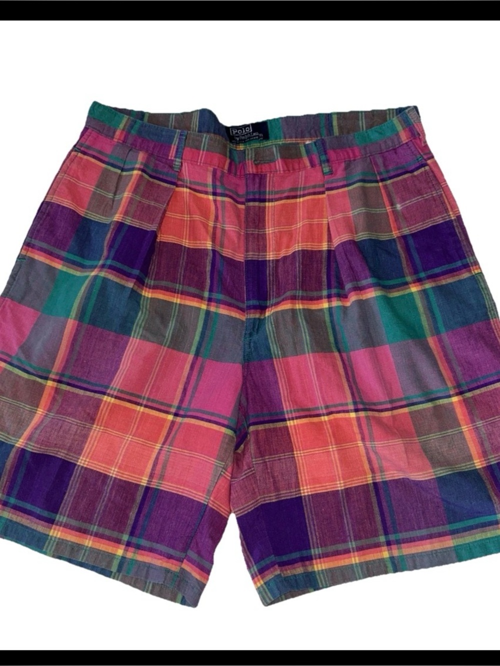 Polo Ralph Lauren Madras Shorts Mens 36 Multicolor Plaid Cotton Chino Classic